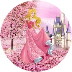 Painel Redondo Tecido Sublimado Princesa Aurora C/elástico 150x150cm