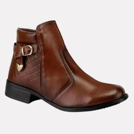 Bota com zíper feminina de cano baixo confortável casual salto baixo estilosa social preço atacado