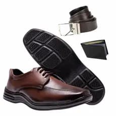 Sapato Social Masculino Conforto Kit com cinto preto e marrom ganhe carteira confotável ortopedico
