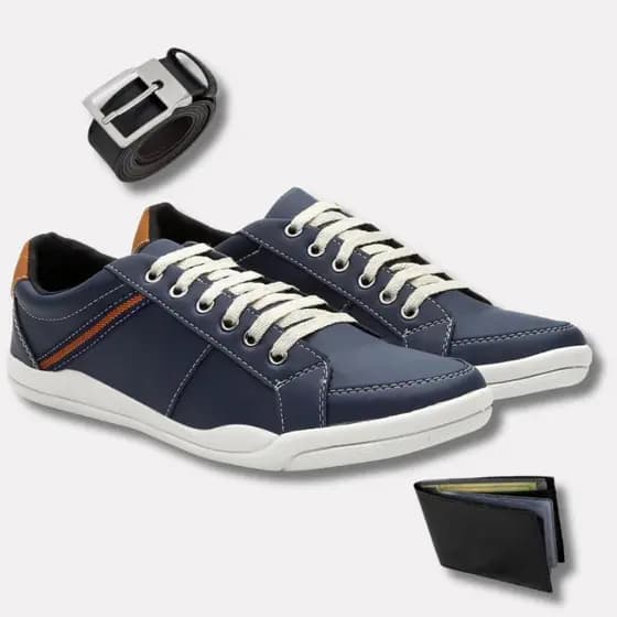 Sapatênis Masculino Casual Confortável com Cinto Bicolor e Carteira
