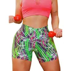 KIT 2 Meia coxa estampada shorts academia cintura alta confortavel