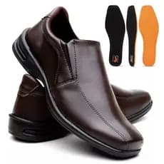 Sapato Social Masculino Couro Ortopedico Anti stress Confortavel de Elastico Ajustavel