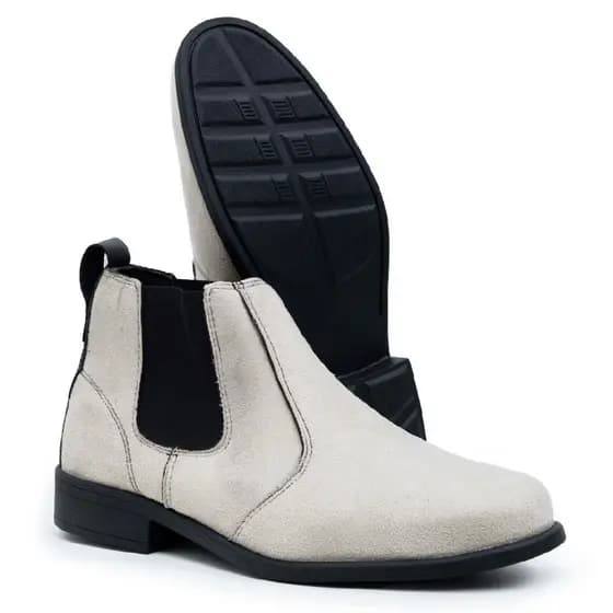Bota Masculina de Couro Camurça Legitimo Botina Macia e confortável Solado Costurado Borracha Antiderrapante.