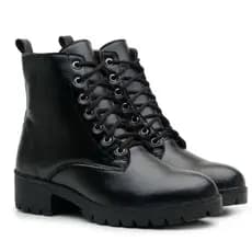 Bota Coturno Feminino Tratorado Botinha de Couro Cano Curto Tornozelo Confortável Envio até 12 Horas