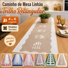 Caminho de Mesa Trilho Passadeira Retangular Estampada 4 ou 6 Lugares Linhão * SORTIDO*