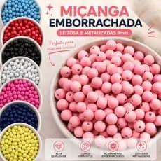 kit 1000 E 500 unidades Miçanga Bola 8MM emborrachada Sortidos Artesanato Terço Pulseira