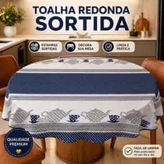 TOALHA DE MESA REDONDA PARA 4 CADEIRAS 1,35M SORTIDAS ALTA QUALIDADE