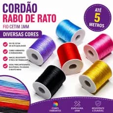Fio Seda Ate 5 Metros  - 1.0mm - Cordão Rabo De Rato Diversas Cores