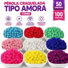 Pérola Craquelada Tipo Amora 10mm 100% Abs 50 E 100 Unidades Artesanato Personalização De Chinelos/Bolsas