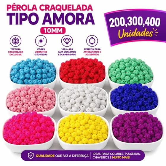 Pérola Craquelada Tipo Amora 10mm 100% Abs 200,300 E 400 Unidades Artesanato Personalização De Chinelos/Bolsas