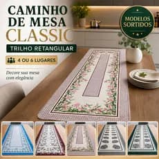 Caminho de Mesa Trilho Passadeira Retangular Estampada 4 ou 6 Lugares Classic ** SORTIDO**