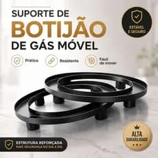 Suporte Para Botijão De Gás Preto Sem Rodinhas / Base Redonda 4 Apoios Para Vasos