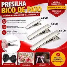 Presilha de Bico de Pato 3,5cm | 4,5cm | 5,5cm para Laços e Acessórios de Cabelo