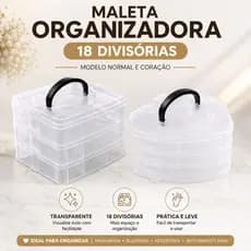 Maleta Organizadora Caixa Organizadora 18 Divisorias Transparente Normal E Em Coração Com Alça Compacta 3 Andares