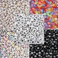 1000 E 500 Letras Miçangas Alfabeto Redonda e Quadrada Para Kit Miçangas Pulseira Infatil Colares Chaveiro