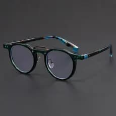 Imitação De Acetato Redondo Óculos Quadro Unisex Retro Japonês Ópticos Para Homens Mulheres Resistente Metal inset