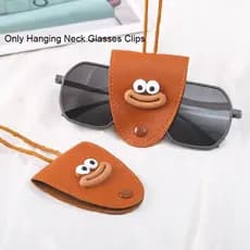 Bolsa De Óculos De Couro Para Pescoço , Cartão De Masculina , Feminina , Portátil , Corrente Longa Armazenamento Sol