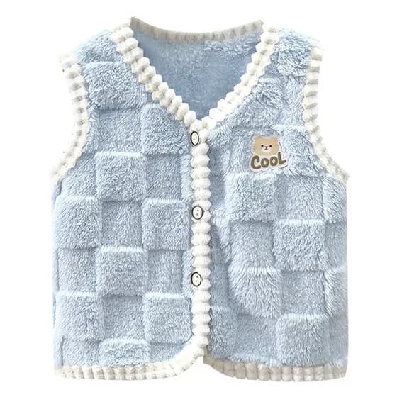 [ZY] 60-120cm Estoque Pronto Colete Casual de Velo de Dupla Face Colete Casual de Velo de Outono Inverno Colete de Cintura Grossa para Bebês Roupas Quentes para Bebês Manga de Frota