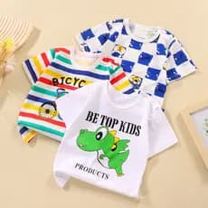 [ZY] Camiseta De Manga Curta De Algodão Puro Para Crianças De 60-130CM Casual Respirável Estampada Baby Fashionable All -
