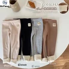 [ZY] 70-130 Calças infantis de lã em estoque pronto Calças quentes espessadas outono inverno bebê menina calças casuais