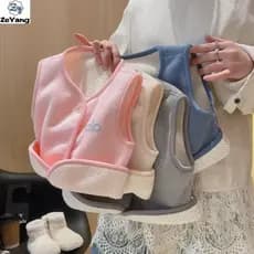 [ZY] 70-150 Colete de lã infantil em estoque pronto Roupas quentes espessadas Outono Inverno Bebê Colete Casual All-Matc