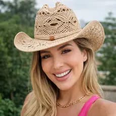 Chapéu Country Virginia Palha Cowboy Estilo Rodeio Sertanejo Moda Praia Coachela Feminino
