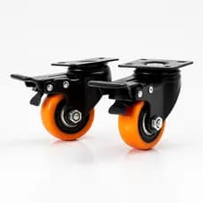 Kit 2 Rodinhas Giratórias 1,5" com Trava Giro 360° Base Reforçada Para Móveis Carrinhos e Bancadas Fixação com Parafuso