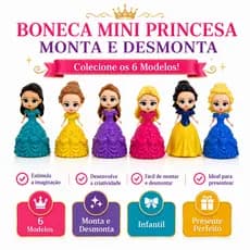 Mini Boneca Princesa Monta E Desmonta Colecionável