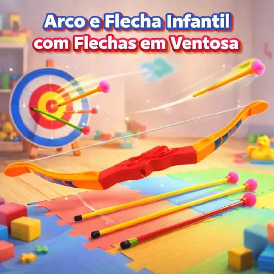 Arco Em Flexa Infantil Com Flechas Em Ventosa