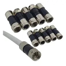 Pct 10 Conector Compressão Rg6 Metal P/ Cabo De Antena De Tv