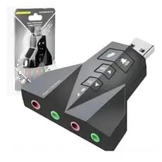 Adaptador Placa De Som Usb 7.1 Entrada P2 Fone E Microfone