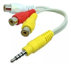 Cabo Adaptador P2 P3 Macho 3 Rca Av Femea Áudio Vídeo Tv In