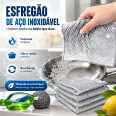 Kit 3/6/12/18/24 Panos de Limpeza Aço Inoxidável Esponja Arear Panela Reutilizável