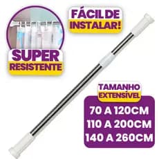 Varão Extensivel Grande Maior Medida Em Inox Resistente Porta Cortina De Box E Banheiro Multiuso