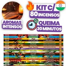 Kit 80 Incensos Importado Massala Indiano Sem Carvão Purifica Ambiente Perfume Durável