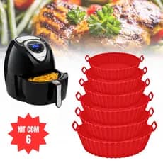 Kit 6 Forma de Silicone Para Air Fryer com Alça Antiaderente Lavável Cozinha
