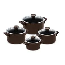 Jogo De Panelas Em Cerâmica Indução Clear Com 4 peças Ceraflame Chocolate