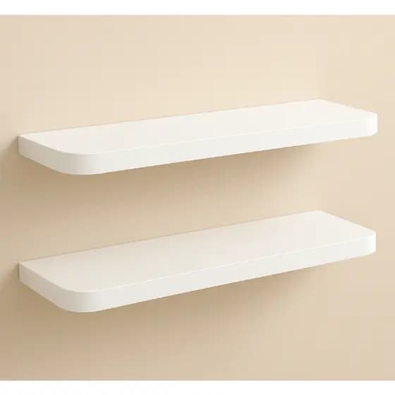 KIT 2 PRATELEIRA DECORATIVA 60x20CM NICHO EM MDF BRANCO BORDA CURVA BRANCO