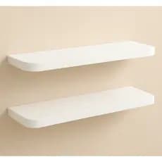 KIT 2 PRATELEIRA DECORATIVA 60x20CM NICHO EM MDF BRANCO BORDA CURVA BRANCO