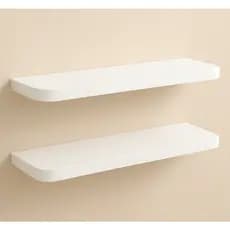 KIT 2 PRATELEIRA DECORATIVA 90x20CM NICHO EM MDF BRANCO BORDA CURVA BRANCO