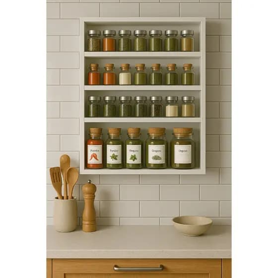 PORTA TEMPEROS DE PAREDE MDF 60X60 SUPORTE ORGANIZADOR ELEGANTE PARA COZINHA TOP