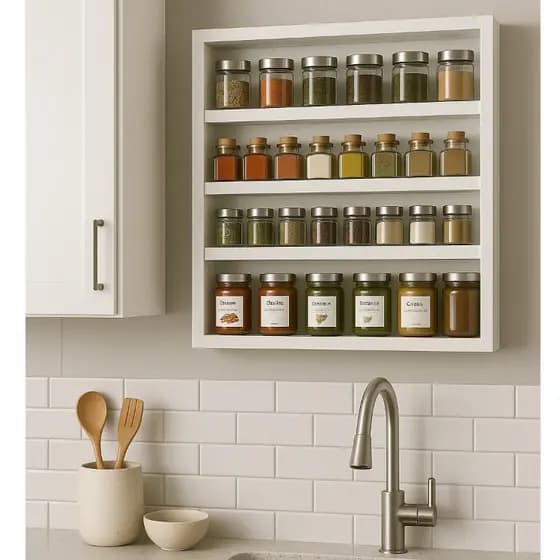 PORTA TEMPERO MDF 60x60CM PRATELEIRA ORGANIZADOR SUPORTE DE TEMPERO COZINHA XICARAS