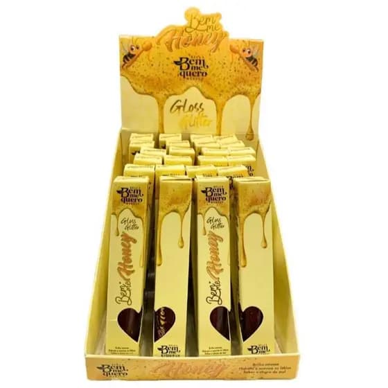 GLOSS LABIAL COM GLITTER BEMMELOO MORANGO COM GLITTER  GLOSS MEL BEM ME QUERO HONEY BRILHO NATURAL CHEIRINHO HIDRATANTE