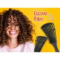 ESCOVA POLVO ANTI-FRIZZ PENTE CABELO CACHEADOS  MODELADORA CACHOS FÁCIL DESEMBARAÇO  MULTIFUNCIONAL