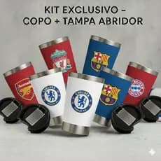 Copo Térmico Aço Inoxidável Time de Futebol com Tampa E Abridor 473ml t1