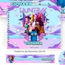 Caderno de Desenho OU Caderno Meia Pauta OU Caderno de Caligrafia Personalizado com Nome - GUERREIRAS DO POP - HUNTRAX