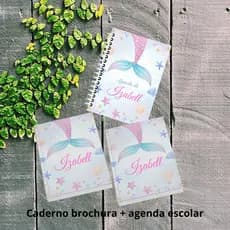 Kit Escolar personalizado  SEREIA, caderno brochura e agenda escolar