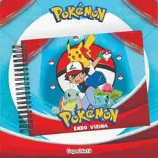 Caderno de Desenho OU Caderno Meia Pauta OU Caderno de Caligrafia Personalizado com Nome - POKEMON