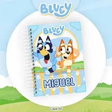 Agenda Caderno Escolar  BLUEY Personalizada com Nome - ESCOLHER CAPA