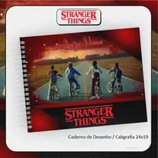 Caderno de Desenho OU Caderno Meia Pauta OU Caderno de Caligrafia Personalizado com Nome - STRANGER THINGS 2